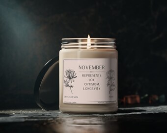 Birth Flower Candle November Birthday Gift November Girl Gift for November Birthday Birth Month Flower Birth Month Candle Birthdate Candles