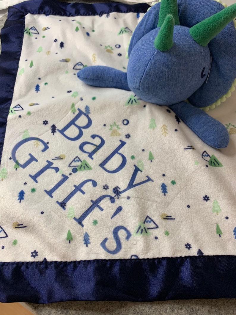 Personalized Small Blue Dinosaur Security Blanket / Lovey Etsy