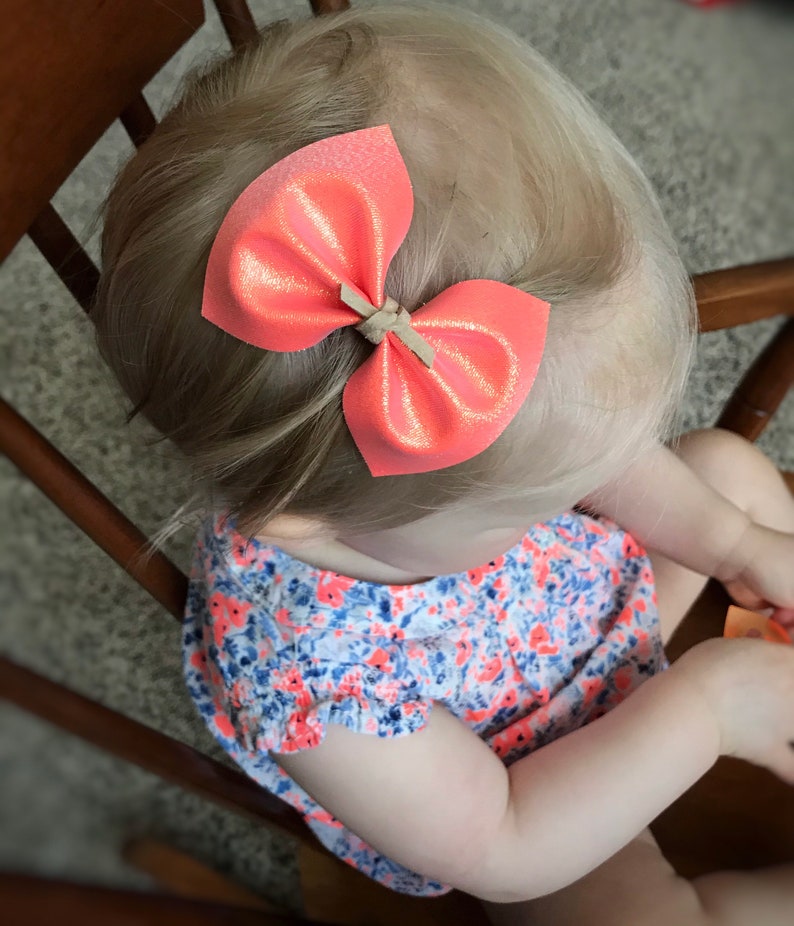 Pink and Blue Hair Bow for Gender Reveal Party Promoted to Etsy