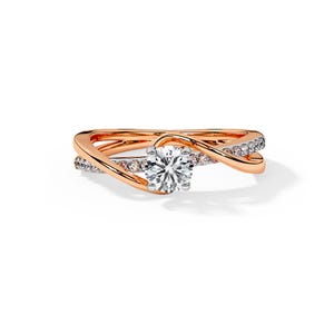14k Yellow Gold Moissanite Ring Diamond Twisted Vine Engagement Ring for Girls & women Promise Ring Unique Assent Diamond Twisted Vine Ring