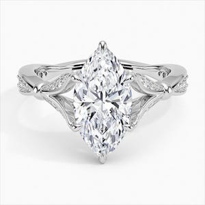 Unique Marquise Cut Moissanite Engagement Ring White Gold Ring Art deco Promise ring 14k Solid Gold Diamond wedding ring Anniversary ring