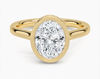 Anillo de bodas de moissanita con engaste de bisel, solitario de 1,50 quilates, anillo de compromiso, anillo de oro, anillo de propuesta, anillo de oro de 14 k, anillo de compromiso de boda con engaste de bisel.