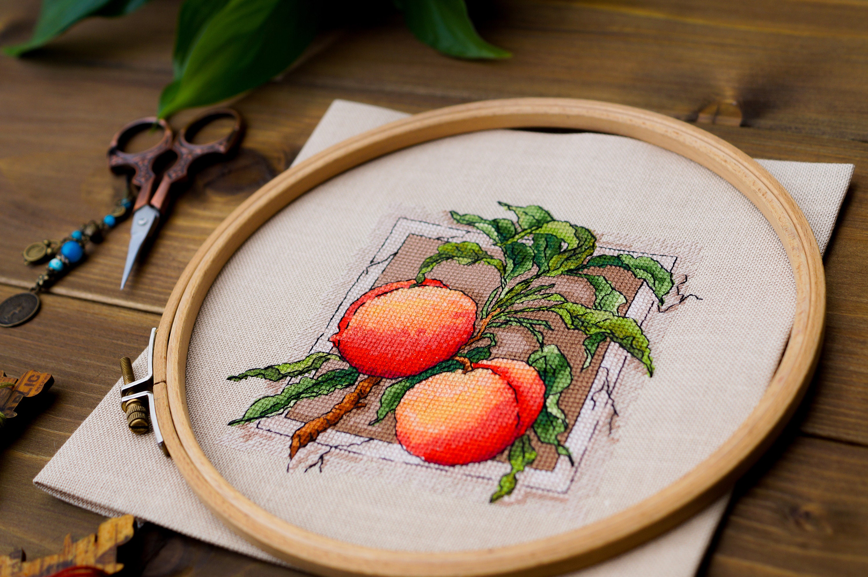 Peaches cross stitch pattern pdf embroidery design modern | Etsy