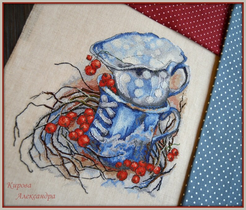 Blue Cups Cross Stitch Pattern Pdf Embroidery Design Modern Etsy