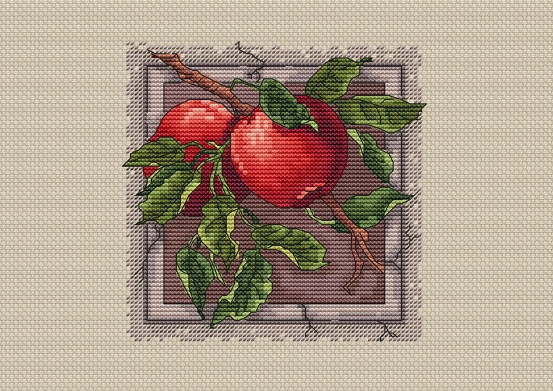 Apples cross stitch pattern pdf embroidery design modern cross Etsy