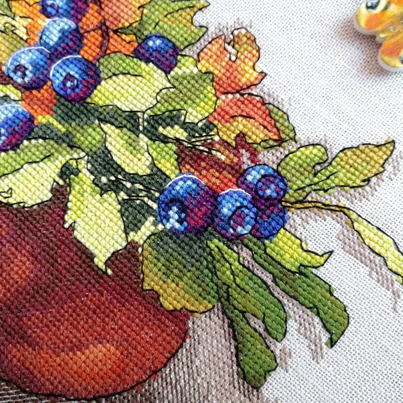 Blueberry cross stitch pattern pdf embroidery design modern Etsy