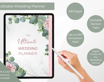 Planificador de bodas digital, Goodnotes & Notability Wedding Planner, Organización de bodas, Carpeta de bodas, Planificador de bodas PDF, Boda DIY