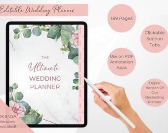Planificador de bodas digital, Goodnotes & Notability Wedding Planner, Organización de bodas, Carpeta de bodas, Planificador de bodas PDF, Boda DIY