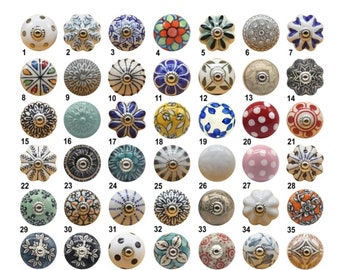 Hand-Painted Ceramic Cabinet Knobs: Vintage Style Drawer Pulls