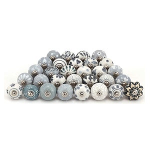 Grey Ceramic Door Knobs | Assorted Drawer Pulls & Cabinet Handles | Stylish Kitchen Hardware