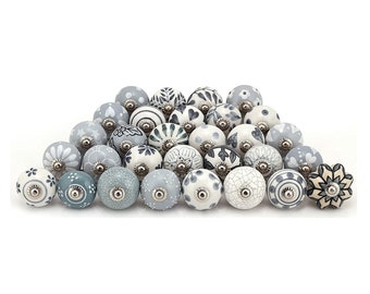 Assorted Grey Ceramic Door Knobs | Drawer Pulls | Cabinet Door Knobs | Kitchen Handles