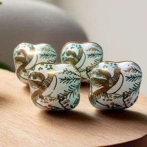 Premium Cabinet Knobs and Pulls - Rare Hand Painted Square Ceramic Knob Handle for Kitchen Drawer Dresser Cupboard Furniture Hardware
