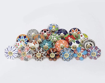 Multicolor Ceramic Door Knobs: Mandala Floral Cabinet Hardware