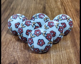 Handbemalte Keramik Schrank Knöpfe - Floral Mandala, 10er Set