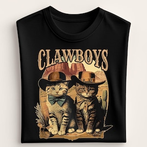 Meowdy Partner Cowboy Cat T-Shirt - Funny Clawboys Kitten Shirt, Funny Western Cat Lover Tee for Women, Men and Kids