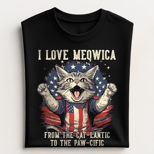 4th of July Cat T-Shirt, Funny Patriotic Cat Tee, USA Independence Day Shirt