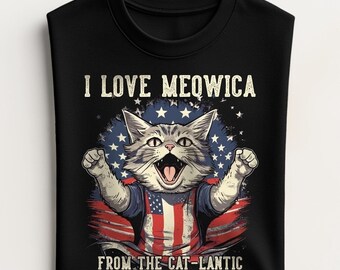 Sweat-shirt à Capuche Patriotique Avec Motif Chat - Marque Gildan/Port - Taille Régulière - Neuf Sans étiquette