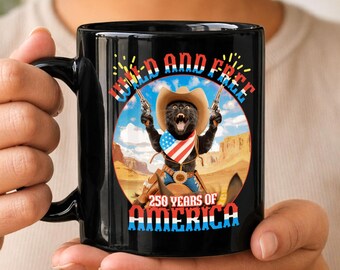 Patriotic Cat Mug | Cowboy Cat Coffee Cup | Funny July 4th 2026 Gift
