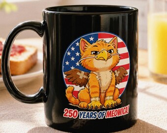 Patriotic Cat Mug | 250 Years Meowica Coffee Cup | July 4th Cat Lover Gift