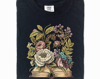 Floral Book Lover Shirt | Cottagecore Reader Tee | Botanical Plant Lover Gift | Bookish Garden