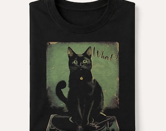 Funny Black Cat Vinyl Record T-Shirt - Unisex Music Lover Tee for Men & Women