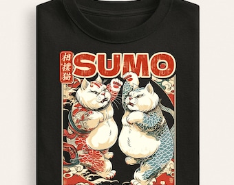 Japanese Sumo Cat T-Shirt, Kawaii Anime, Cat Lover Gift
