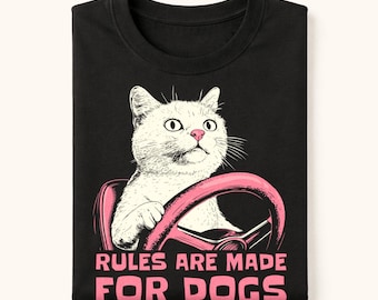 Funny Cat Driving Shirt: Retro Meme Graphic Tee