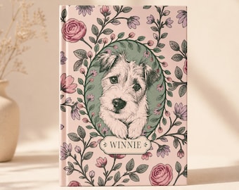 Personalized Dog Journal, Custom Pet Notebook, Floral Hardcover Journal, Dog Lover Gift, Pet Memorial Notebook