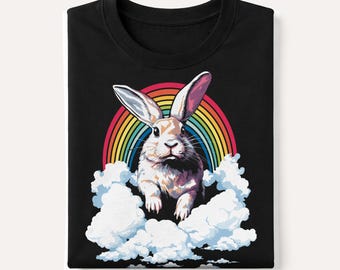 Rainbow Bunny Graphic T-Shirt - Rabbit Lover Tee