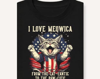 4th of July Cat T-Shirt, Funny Patriotic Cat Tee, USA Independence Day Shirt