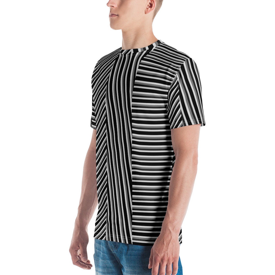 Men's Premium T-shirt With Diagonal and Vertical Stripes - Etsy UK