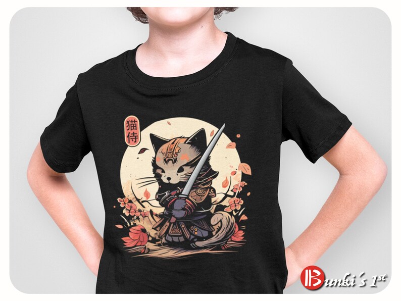 Samurai Cat Tshirt, Japanese Kawaii Ninja Cat Tshirt, Samurai Cat