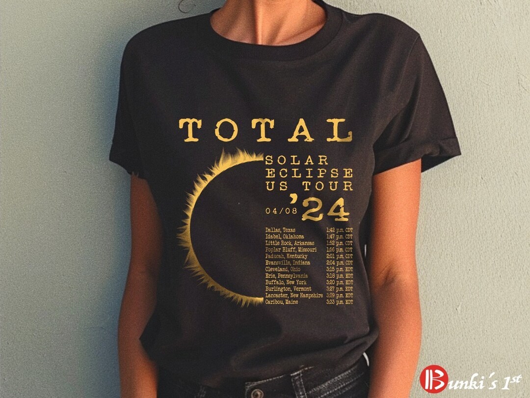 Total Solar Eclipse Tshirt, 2024 Total Solar Eclipse April 8 Path of the Eclipse North American