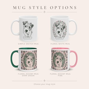 Custom Dog Portrait Mug | Personalized Floral Pet Name Keepsake image 4