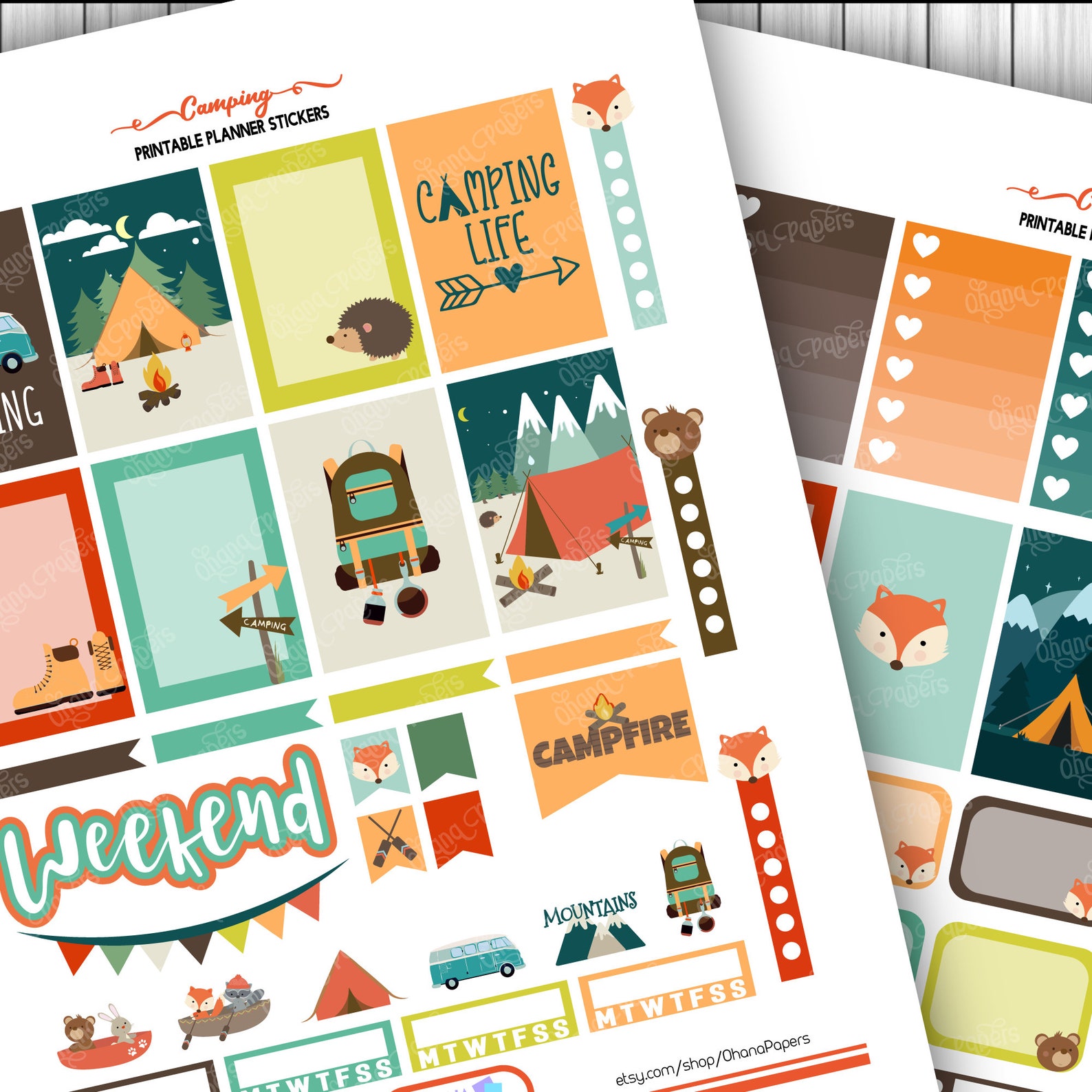 CAMPING Happy Planner Printable Stickers Weekly Kit Hiking - Etsy