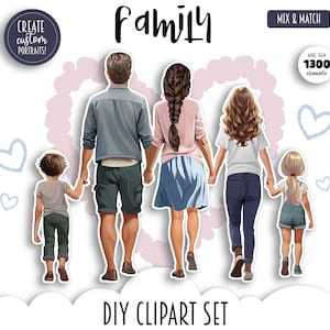 Familie & Beste Freunde Clipart Bundle | Porträt Schöpfer | Papa Tochter, Paare, schwarze Familienansicht von hinten | Sublimation PNG Geschenke