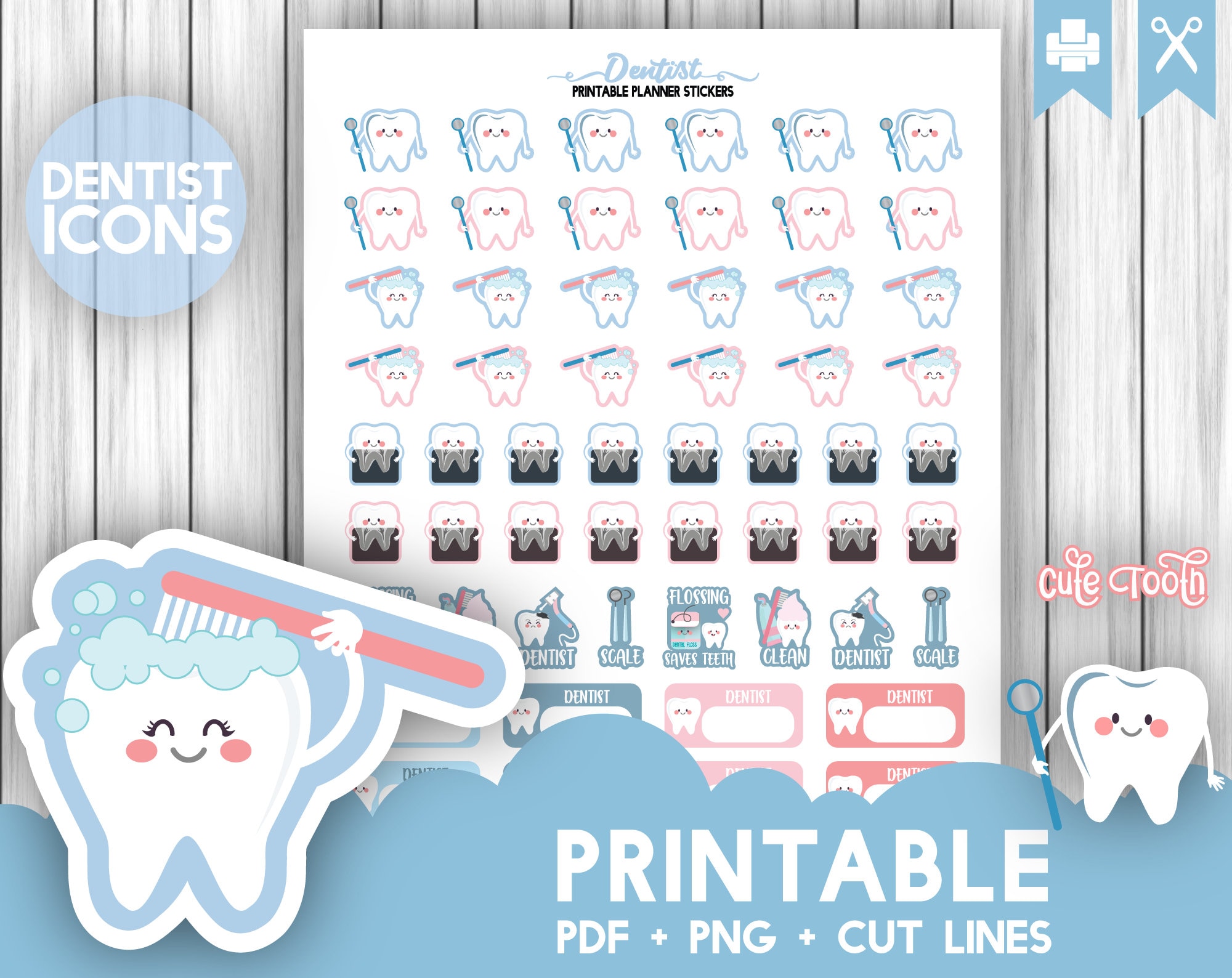 Printable DENTAL Appointment Planner Stickers - Decorative, Functional ...