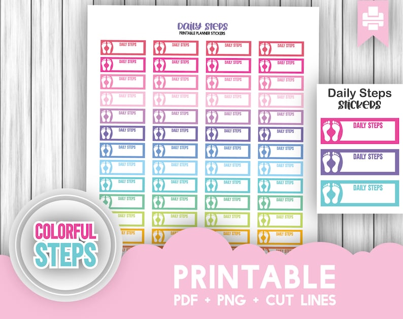 Printable Daily Steps Stickers Daily Tracking Planner - Etsy.de