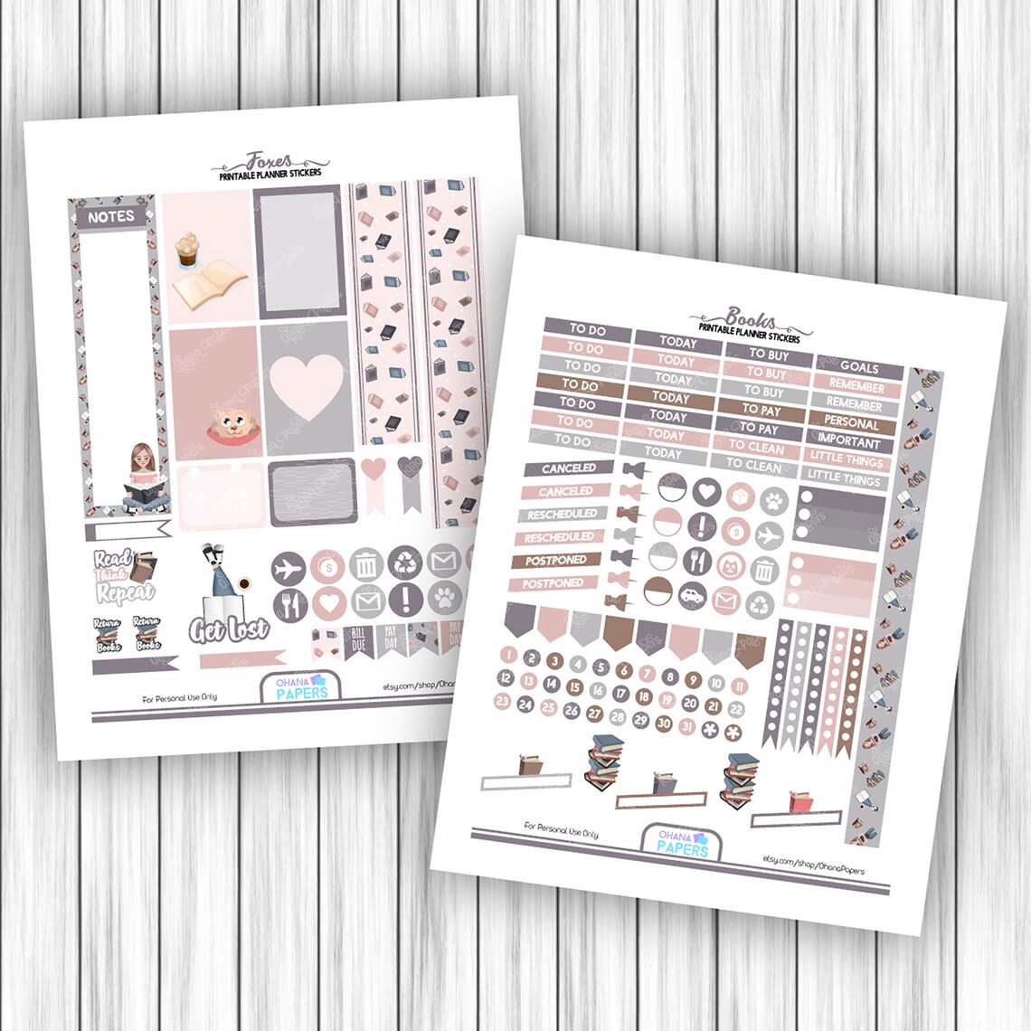 Book Planner Printable Stickers Happy Planner Printable - Etsy