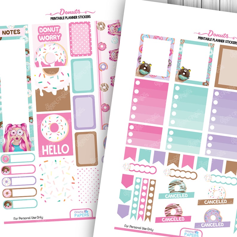 DONUT Printable Planner Stickers Weekly Kit for Erin Condren | Etsy