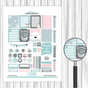WINTER Printable Stickers EC Planner Stickers Erin Condren Vertical ...
