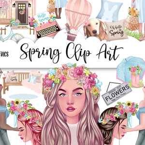 FLORAL Clipart Planner FASHION Girl Clipart | Easter Afro Girls Clipart - Flowers Planner Graphics | Fashion Blogger - Planner Stickers DIY