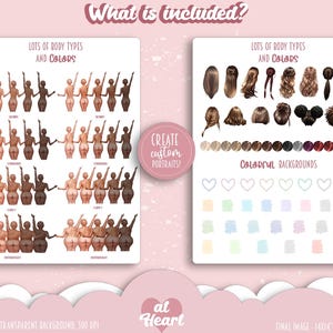 Bästa vänner - Soul Sisters BFF Clipart | Anpassad bästiskonst | Modeflickor PNG | Kurviga och plus size-bästisar | Vy bakifrån bild 3