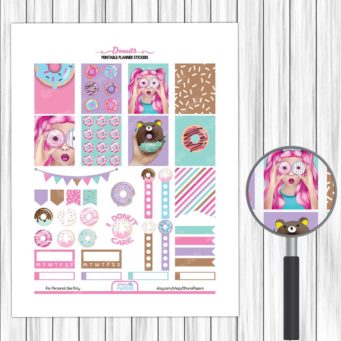 DONUT Printable Planner Stickers Weekly Kit for Erin Condren | Etsy