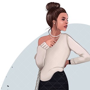 Boss Lady Clipart, ilustração de menina de moda, mulher de negócios de chefe de menina, arquivo PNG de menina de pele preta, painel de planejador feminino, inserção de planejador imagem 2