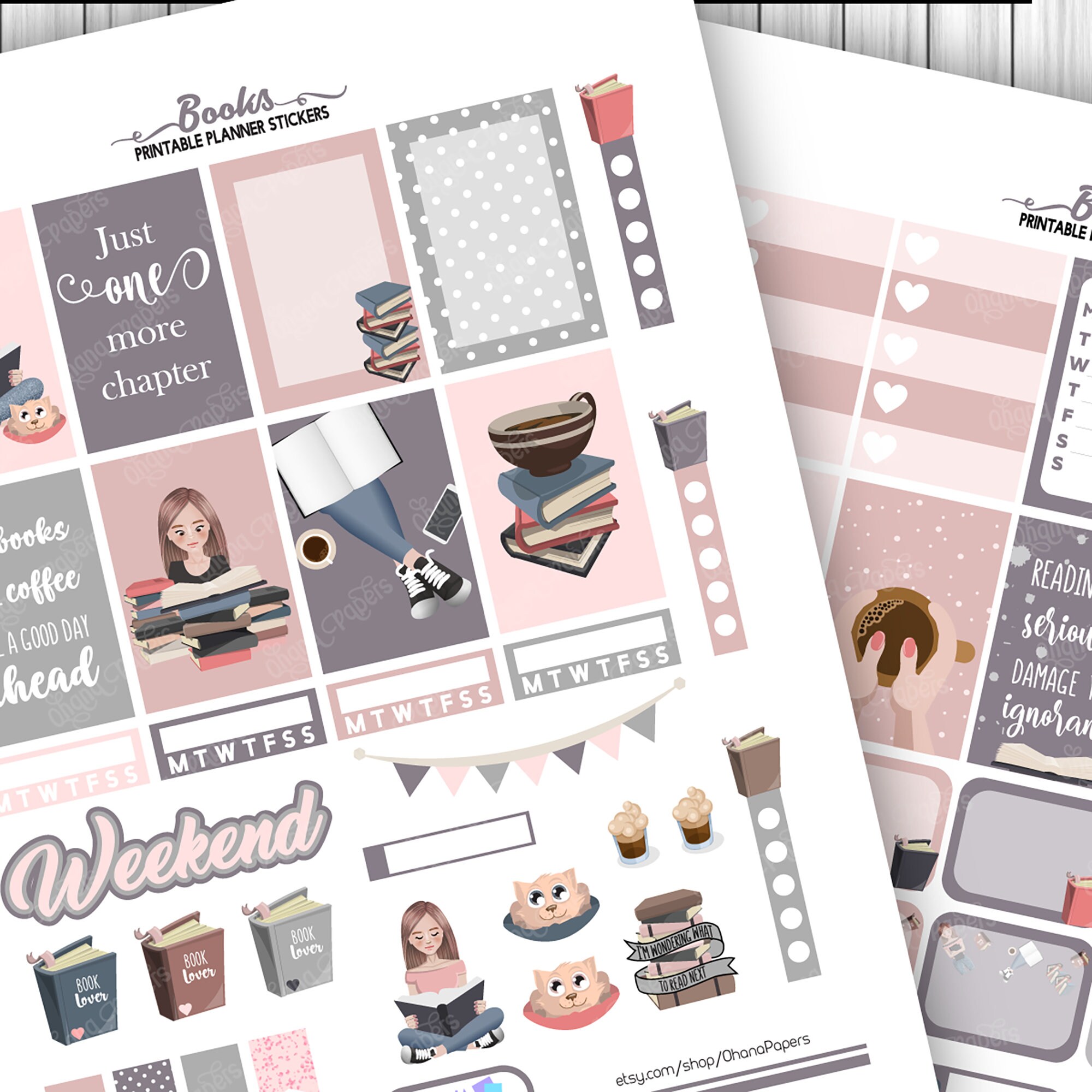Book Planner Printable Stickers Happy Planner Printable - Etsy