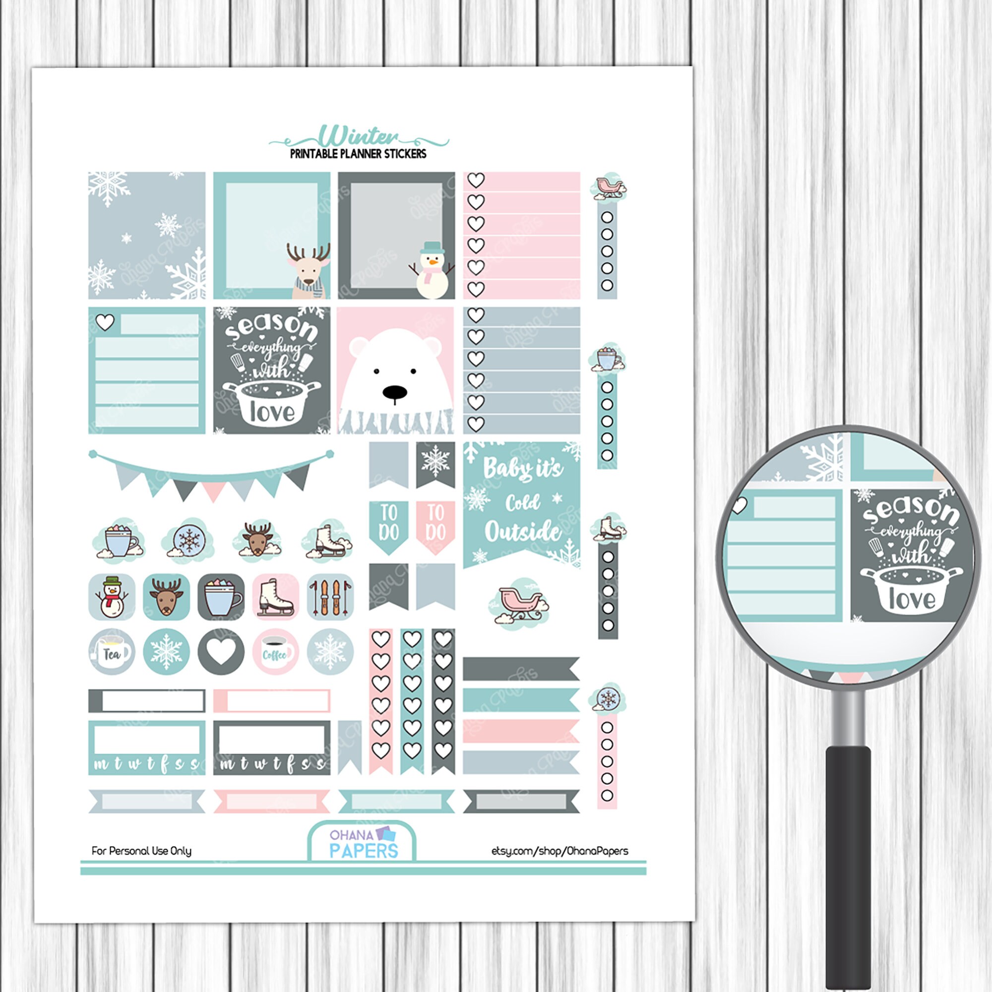 WINTER Printable Stickers EC Planner Stickers Erin Condren - Etsy