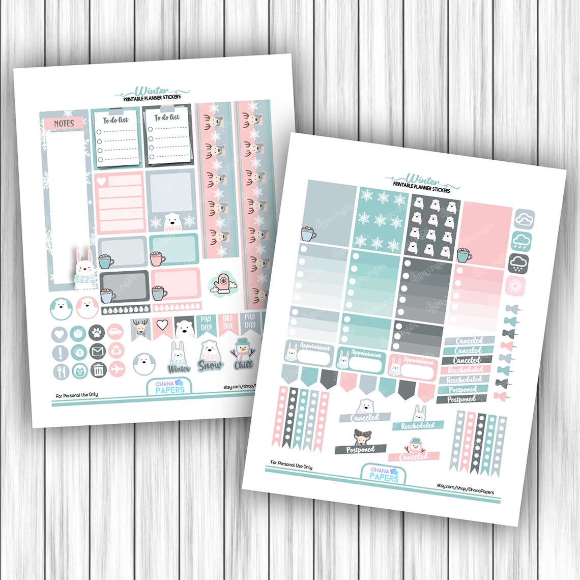 Ec Design Sticker WINTER Printable Stickers EC Planner Stickers Erin Condren Vertical ...