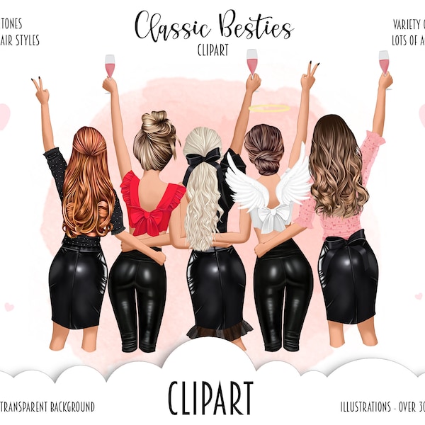 Imágenes prediseñadas de mejores amigas, múltiples mejores amigas personalizadas, ilustración clásica de hermanas del alma de moda, imágenes prediseñadas familiares, imágenes prediseñadas de regalo para hermanas, mejores amigas