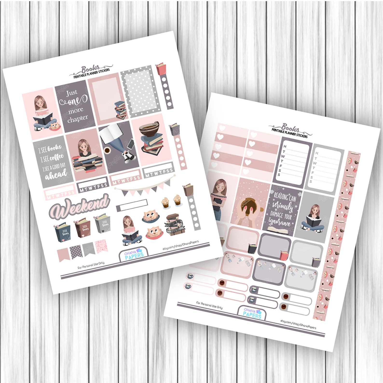 Book Planner Printable Stickers Happy Planner Printable - Etsy
